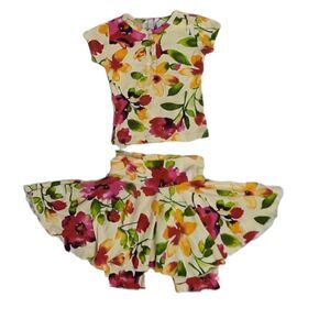 LAVENDER ALLEY two piece floral short sleeve top and skirt‎ skort set 24m/2T